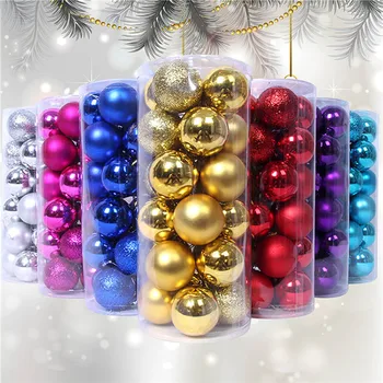 1box Vianočné Závesné Gule Prívesky Maľované Plastové Vianočný Strom Multicolor Lopty Pre Domáce Veselé Vianočné Party Dekor Dodávky