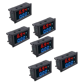 6Pcs LED Digitálne DC 0-100V 10A Napätie Amp Volt na Meter Panel Dual Voltmeter Ammeter Tester Podpora